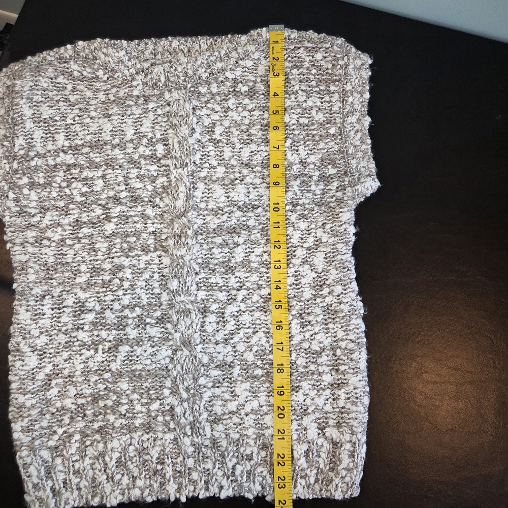 Vintage Braxton Brand Chunky Knit Sweater Vest Medium Cream Brown Marled Cable - Picture 8 of 10
